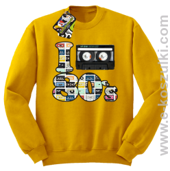 I love 80`s mix tape kaseta magnetofonowa - bluza bez kaptura żółta