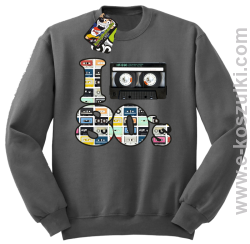 I love 80`s mix tape kaseta magnetofonowa - bluza bez kaptura szara