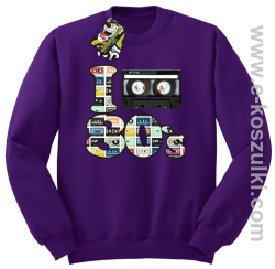 I love 80`s mix tape kaseta magnetofonowa - bluza bez kaptura fioletowa