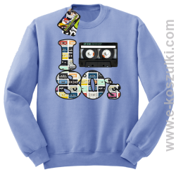I love 80`s mix tape kaseta magnetofonowa - bluza bez kaptura błękitna