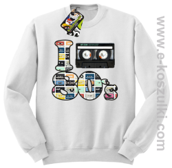 I love 80`s mix tape kaseta magnetofonowa - bluza bez kaptura biała
