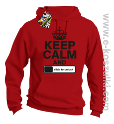Keep calm and slide to unclock - bluza z kapturem red