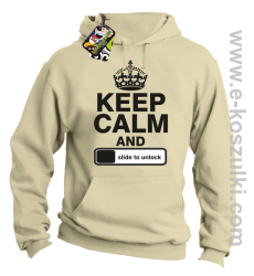 Keep calm and slide to unclock - bluza z kapturem beige