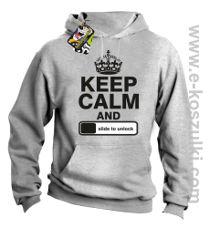 Keep calm and slide to unclock - bluza z kapturem melange