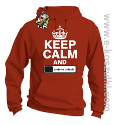 Keep calm and slide to unclock - bluza z kapturem orange