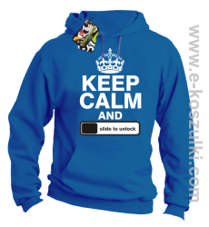 Keep calm and slide to unclock - bluza z kapturem royal blue