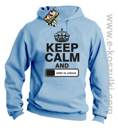 Keep calm and slide to unclock - bluza z kapturem sky blue