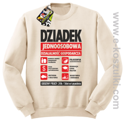 DZIADEK - Jednoosobowa działalność gospodarcza - bluza męska STANDARD bez kaptura beżowa