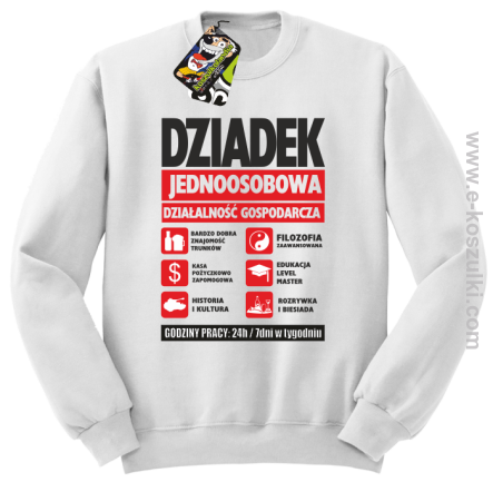 DZIADEK - Jednoosobowa działalność gospodarcza - bluza męska STANDARD bez kaptura biała