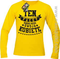 Ten Facet bardzo kocha swoją kobietę - Longsleeve męski żółty