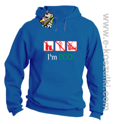 I'm ECO NO EAT - bluza z kapturem niebieski
