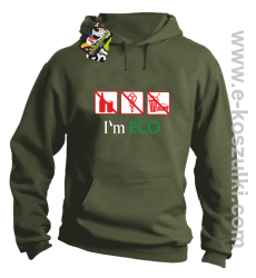 I'm ECO NO EAT - bluza z kapturem khaki