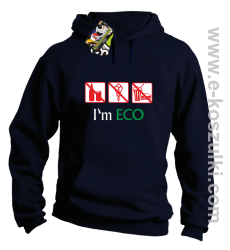 I'm ECO NO EAT - bluza z kapturem granatowy