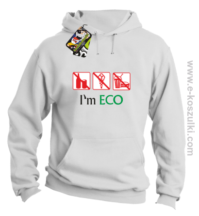 I'm ECO NO EAT - bluza z kapturem biały