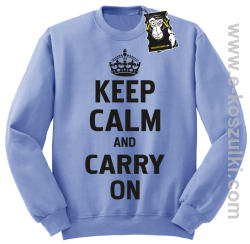 Keep calm and carry on - modna bluza z nadrukiem bez kaptura błękitna