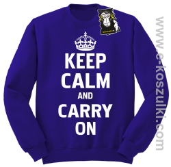 Keep calm and carry on - modna bluza z nadrukiem bez kaptura fioletowa