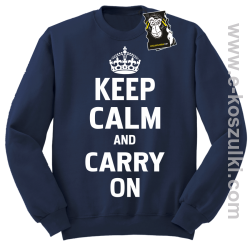Keep calm and carry on - modna bluza z nadrukiem bez kaptura granatowa