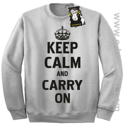 Keep calm and carry on - modna bluza z nadrukiem bez kaptura melanż