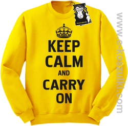Keep calm and carry on - modna bluza z nadrukiem bez kaptura żółta