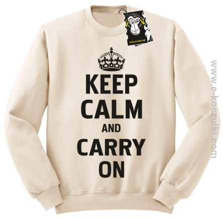 Keep calm and carry on - modna bluza z nadrukiem bez kaptura beżowa