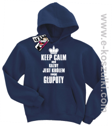 Keep calm and każdy jest królem własnej głupoty koszulka dziecięca - granatowy