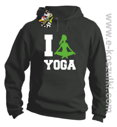 I love YOGA - bluza z  kapturem szary