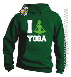 I love YOGA - bluza z  kapturem zielony