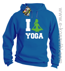 I love YOGA - bluza z  kapturem niebieski