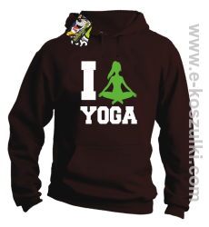 I love YOGA - bluza z  kapturem brązowy
