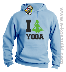 I love YOGA - bluza z  kapturem błękitny