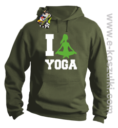 I love YOGA - bluza z  kapturem khaki