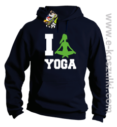 I love YOGA - bluza z  kapturem granatowy