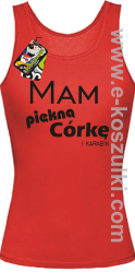 Mam piękną córkę! i karabin... - top damski czerwony