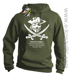 Anonymous We are Legion We Do Not Forget We Do Not Forgive Expect Us - bluza z kapturem khaki