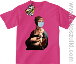 Dama z Gronostajem w okresie pandemii koronawirusa - koszulka dziecięca fuksja