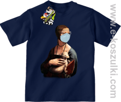 Dama z Gronostajem w okresie pandemii koronawirusa - koszulka dziecięca garantowa