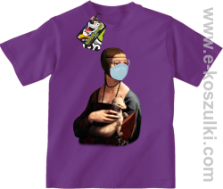 Dama z Gronostajem w okresie pandemii koronawirusa - koszulka dziecięca fioletowa