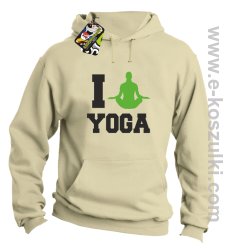 I love YOGA - bluza z kapturem beżowy