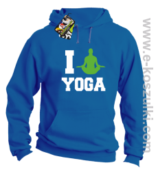 I love YOGA - bluza z kapturem niebieski