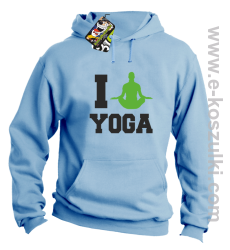 I love YOGA - bluza z kapturem błękitny