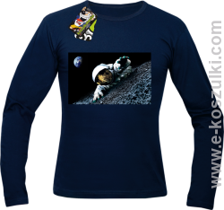 Kosmonauta na księżycu - longsleeve męski granatowy
