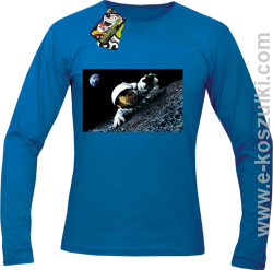 Kosmonauta na księżycu - longsleeve męski niebieski