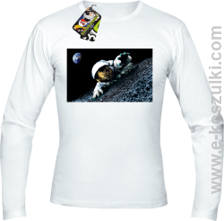 Kosmonauta na księżycu - longsleeve męski biały