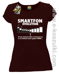 Smartfon evolution - koszulka damska - brązowa