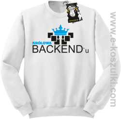 Królowa Backend'u - modna bluza z nadrukiem bez kaptura biała