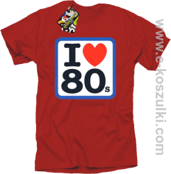 I love 80s - koszulka męska z nadrukiem czerwony