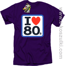 I love 80s - koszulka męska z nadrukiem fioletowy