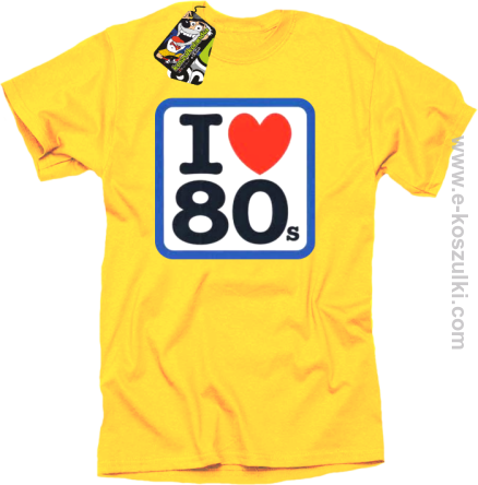 I love 80s - koszulka męska z nadrukiem żółty