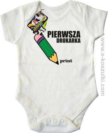 Pierwsza drukarka - delete - print - body dziecięce z nadrukiem białe