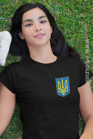 Herb Ukrainy na piersi - koszulka damska 